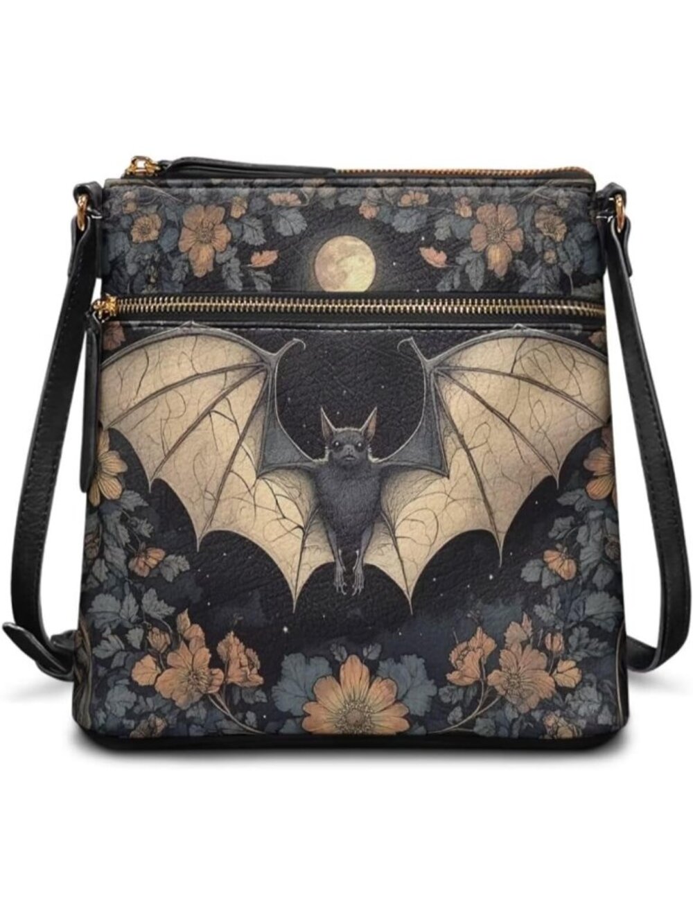 🎃Women's Gothic Bat Crossbody Bag Leather Handbag Sling Bag Large Hobo Bag